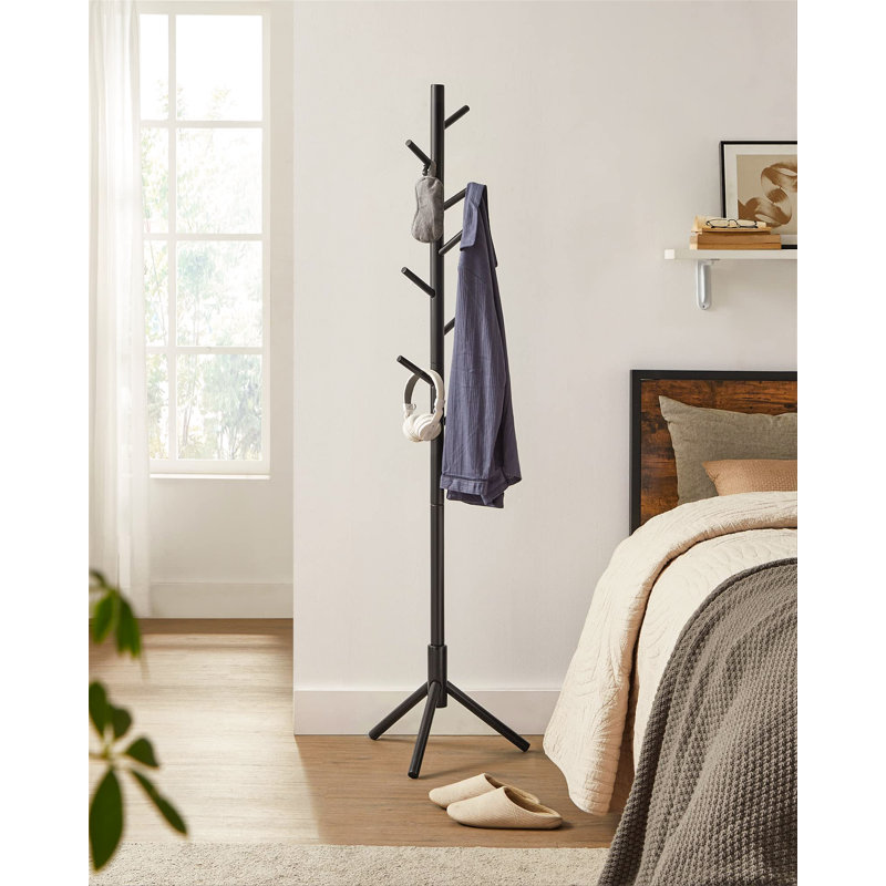 Blaser Solid Wood Freestanding 8 - Hook Coat Rack, Black