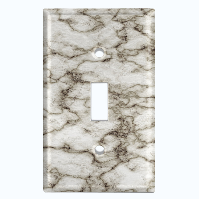 Gray Marble Print Single Toggle Light Switch Cover