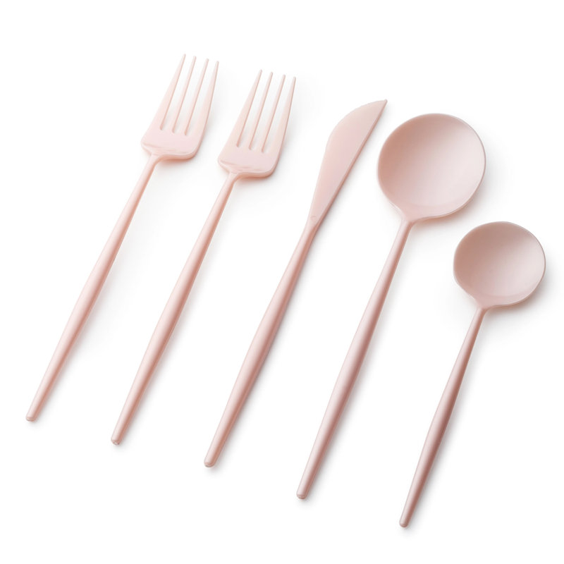 Disposable Noble Collection Flatware Set, Pink