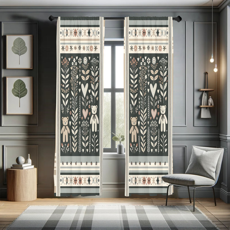 Paire de rideaux 2 panneaux East Urban Home, L 28 po x L 63 po