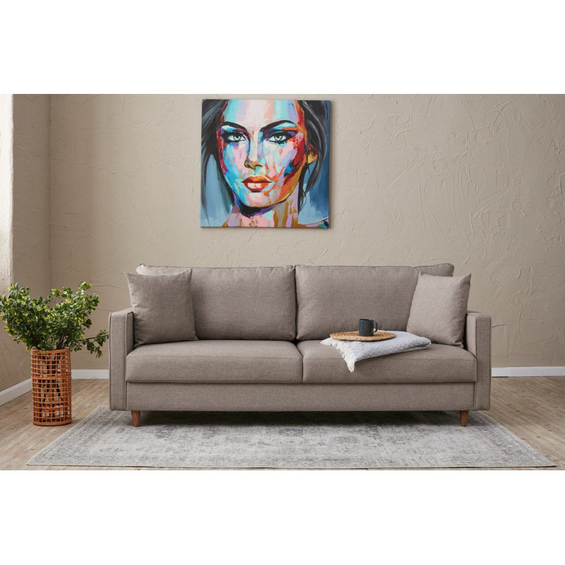 Canapé rembourré 82,7 po, 100 % polyester crème