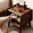 Solid Wood Bedside Cabinet, Simple Nightstand, Brown Beech, Open Compartments, Rounded Edges European Beech Storage Unit, Compact Round Night Table, Low Odor, Quick Setup