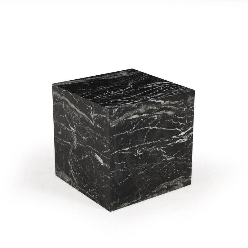 Marble Side Table, Black, 18" H x 18" L x 18" W