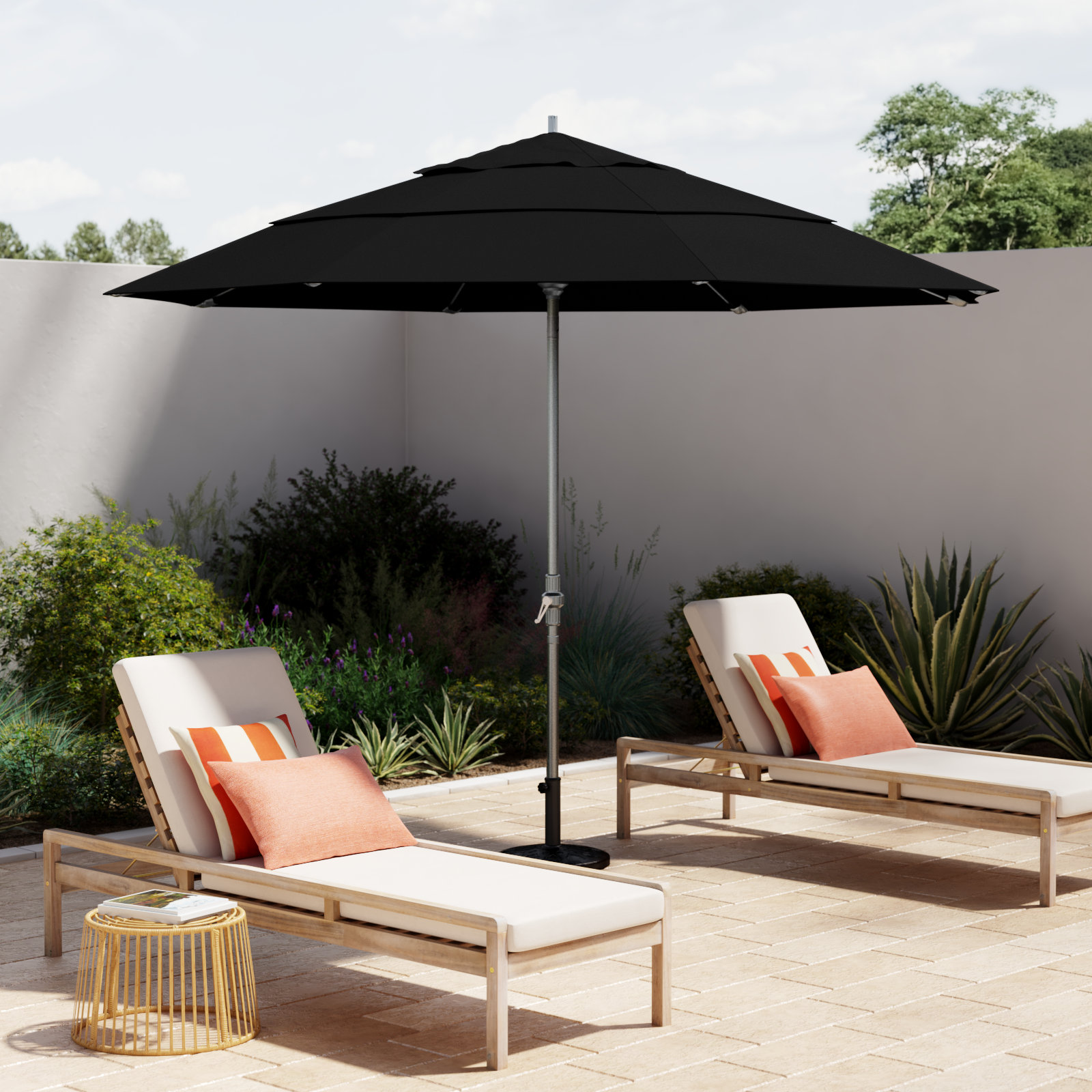 Ohara 132'' Market Umbrella, Black Performance, Hammertone Gray