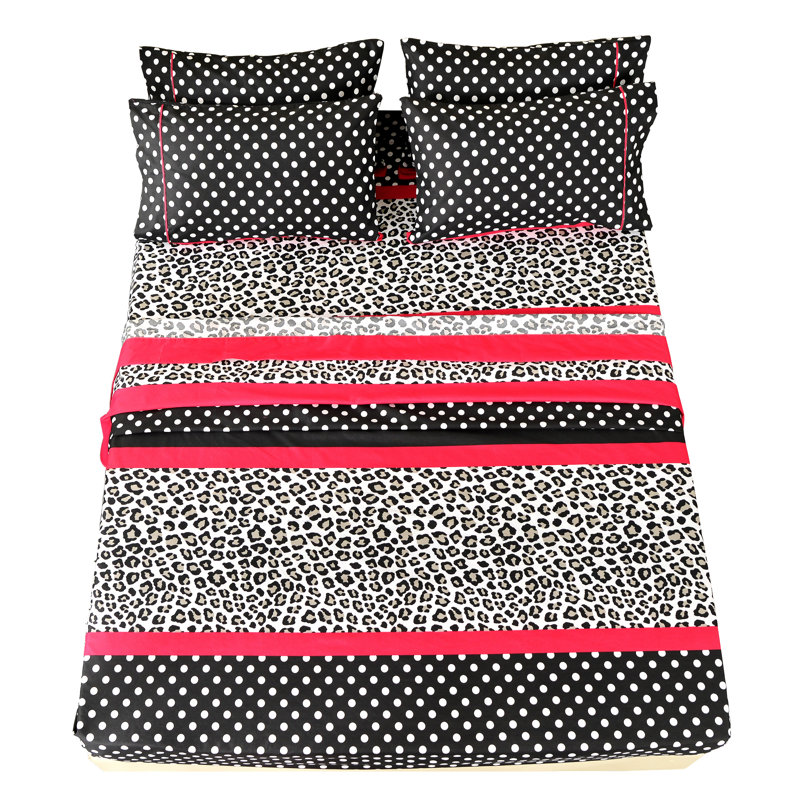 King Pink and Black Patchwork Microfiber Sheet Set