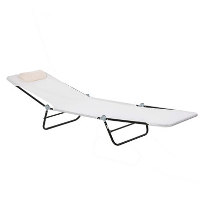 Folding Outdoor Chaise Lounge Chair With Reclining Back Breathable Mesh Seat For Beach Yard Patio