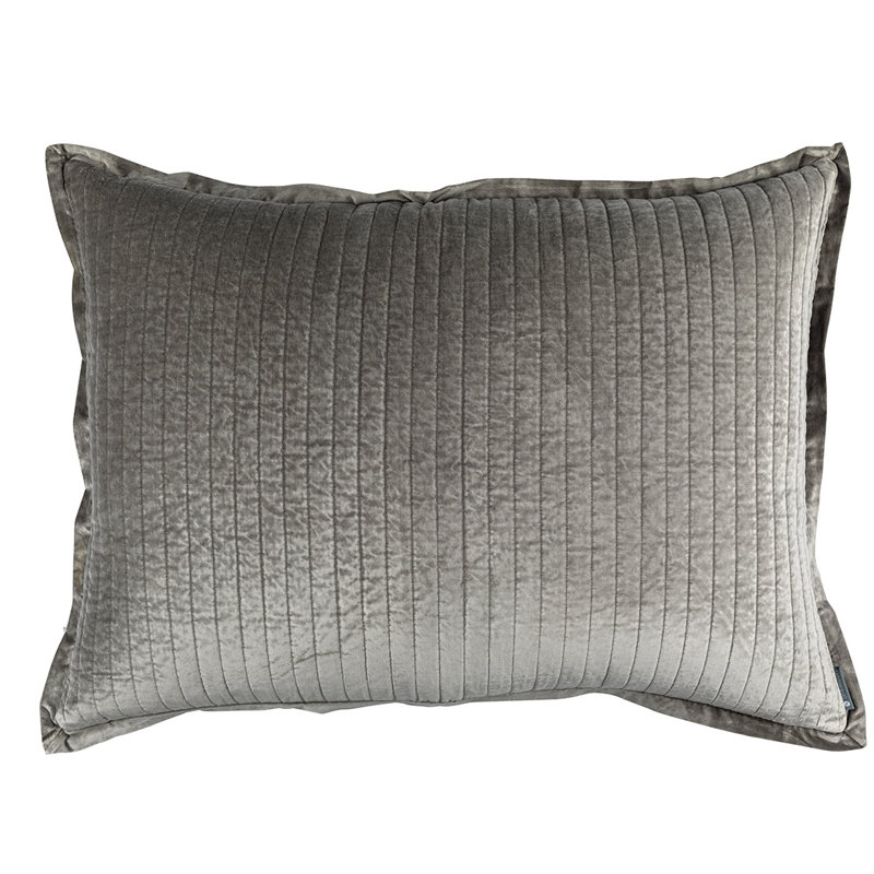Aria Velvet Lumbar Pillow Cover & Insert, Light Gray, 27" x 36"
