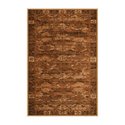 Tapis art déco brun lavable à la machine
