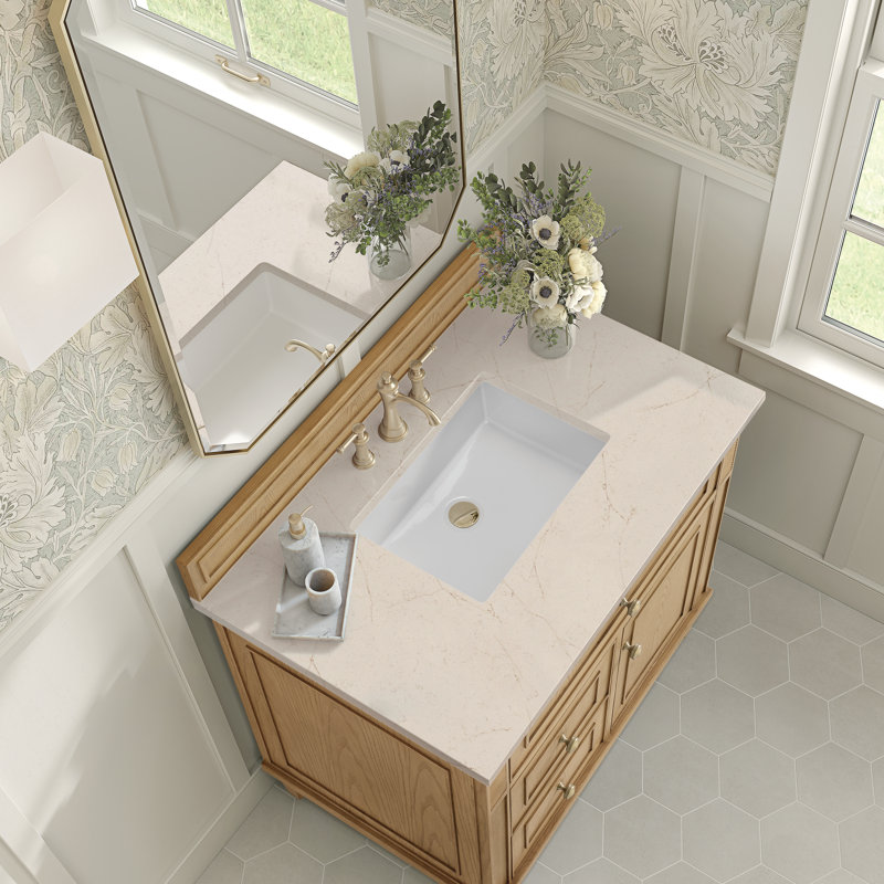 Lorelai 36'' W Single Vanity, Carrara White, Light Natural Oak, 8" Widespread