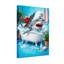 Requin dans une baignoire avec perroquet, reproduction d'art sur toile tendue sur toile, ensemble de 1-2041569506