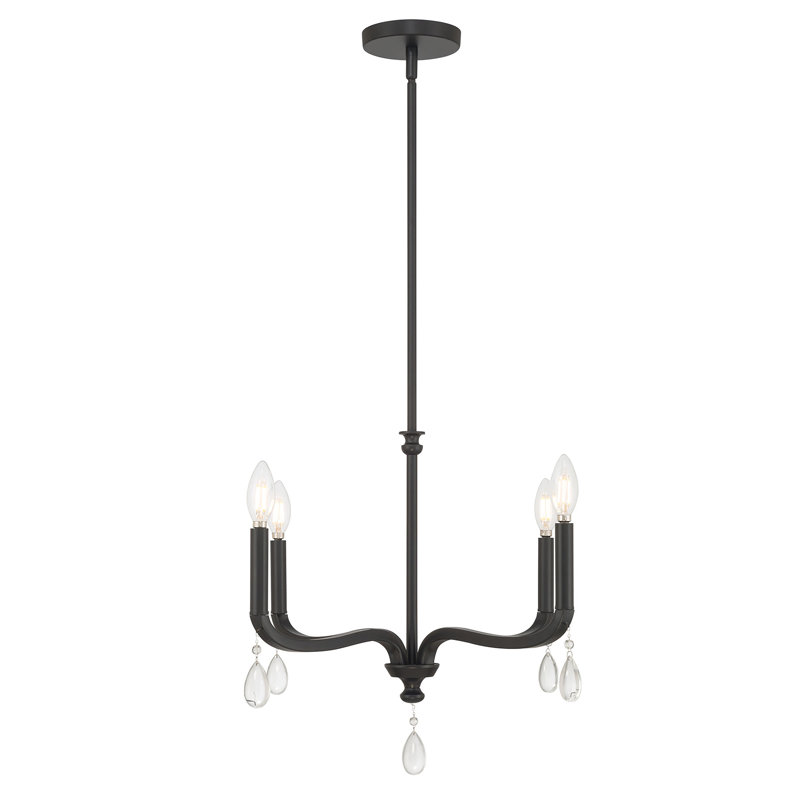 Lustre 4 lumières Bellvue, H 56 po x l 22 po x P 22 po, Noir mat, Quatre lumières