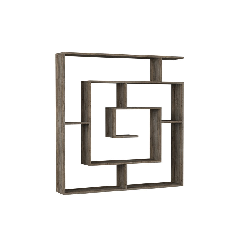 Labirent Bookcase | Modern Maze-Design Freestanding Shelf Unit, Dark Coffee