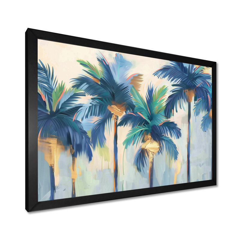 Villeroux - palmiers et palmiers, impression d'art mural, H 12 po x l 20 po, Cadre simple noir, bois massif