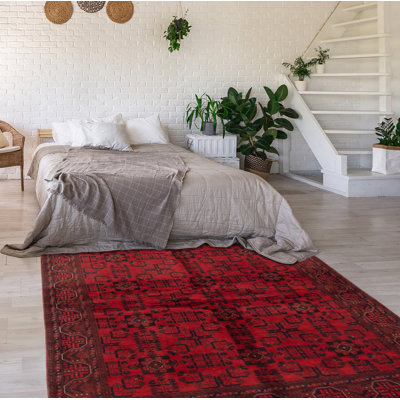 Okechukwu One-of-a-Kind 5'9" x 7'5" New Age Rectangle Wool Area Rug in Red