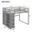 Lit mezzanine double en bois avec garde-robe intégrée et tablettes de rangement-1466079900