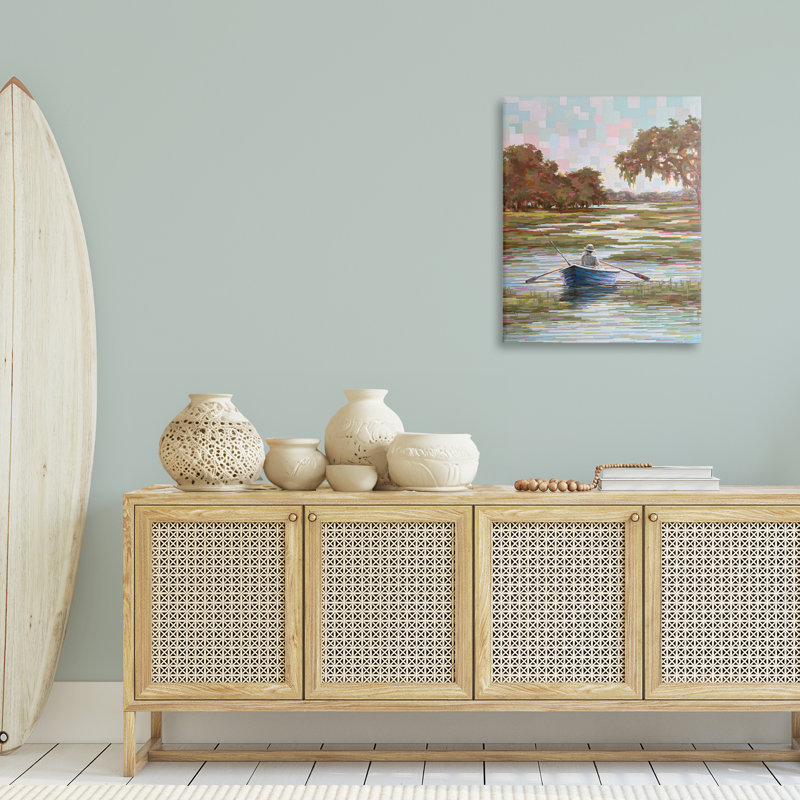 Art mural sur toile Quiet Time on the River, design par Linda Sperrucci, H 30 po x l 24 po