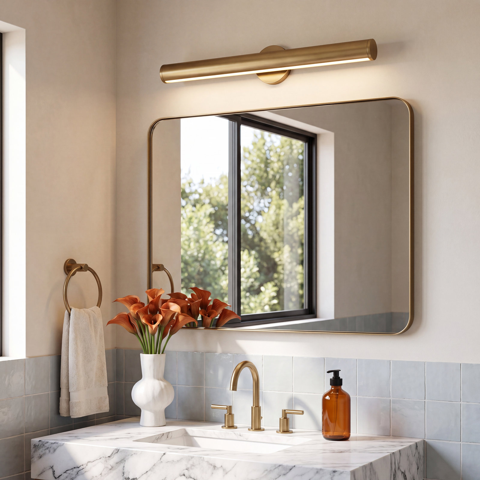 Coco 2 Light Dimmable LED Vanity Light, Brushed Gold