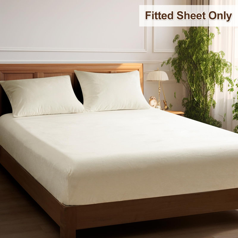 PHF Ultra Soft Velvet Fitted Sheet, 16" Deep Pocket with Wider Stronger Elastic Band, Easy Fit Easy Care, 1 Pack Cozy Comfy Flannel Bottom Sheet for All Seasons, No Pillowcases