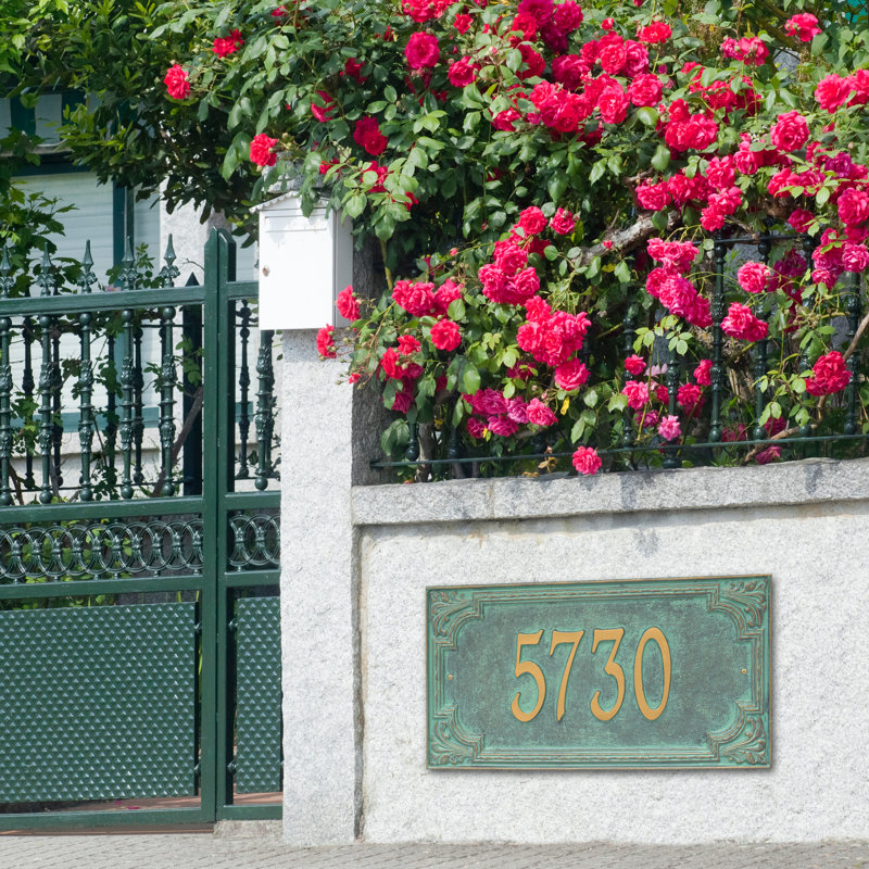 Signature Series 1-Line Wall Address Plaque, Verdigris, Bronze, Yes