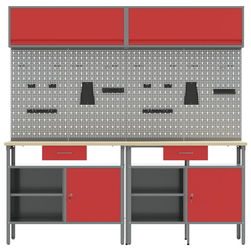 Set Of 6 Steel Medium Tool Wall Panel, Red
