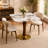 33.5" Round Sintered Stone Dining Table with Solid Rubberwood Pedestal Base and Brushed Gold Stainless Steel Bottom, Modern Dining Table for 2-4 People-202637358