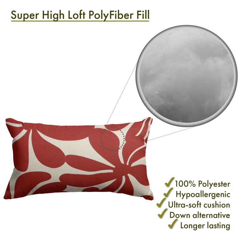 Red and White Polyester Indoor/Outdoor Decorative Throw Pillow