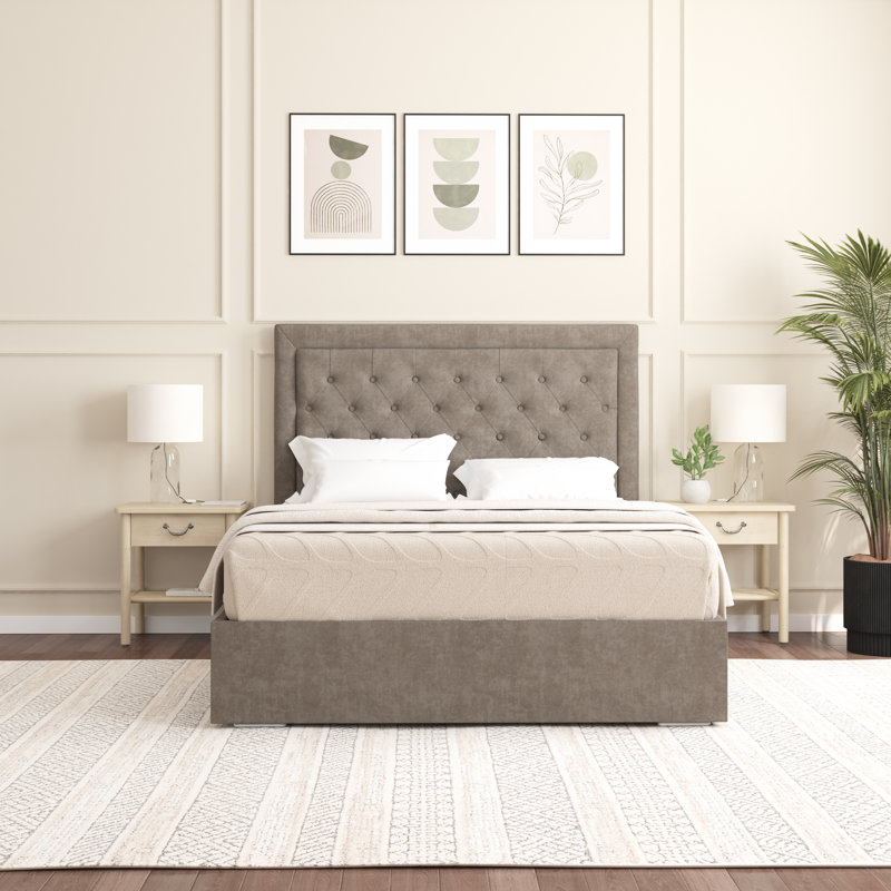 Merissa Upholstered Bed Frame, Single (3'), Mole