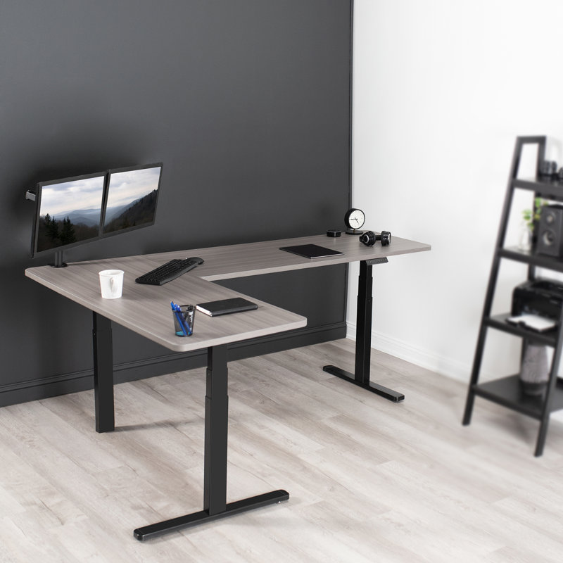 Bureau en coin électrique 83 "x 60", Gris foncé / Noir