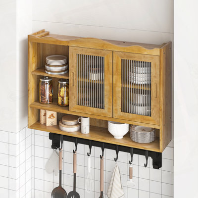 Retro 2-Door Sliding Cabinet with Three Layers of Space-Saving Storage
