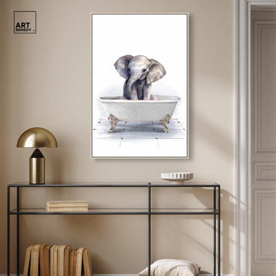 «Bathaign Elephant», impression sur toile tendance par Art Remedy