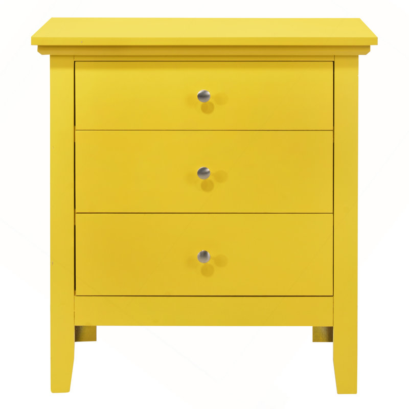 Casual Modern Vibrant Yellow Nightstand, Yellow