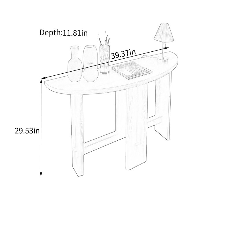 Console moderne en bois de pin, 29,53 po H x 39,37 po L x 11,81 po P, Bois naturel