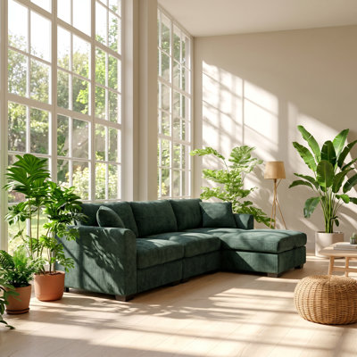 Canapé modulaire en L en chenille moderne l 97 po x P 56,5 po x H 32 po