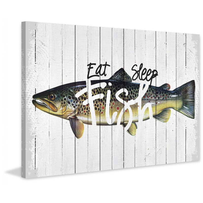 Wishin I Was Fishin by Saturday Evening Post Print on Wrapped Canvas, 16" H x 24" W x 1.5" D