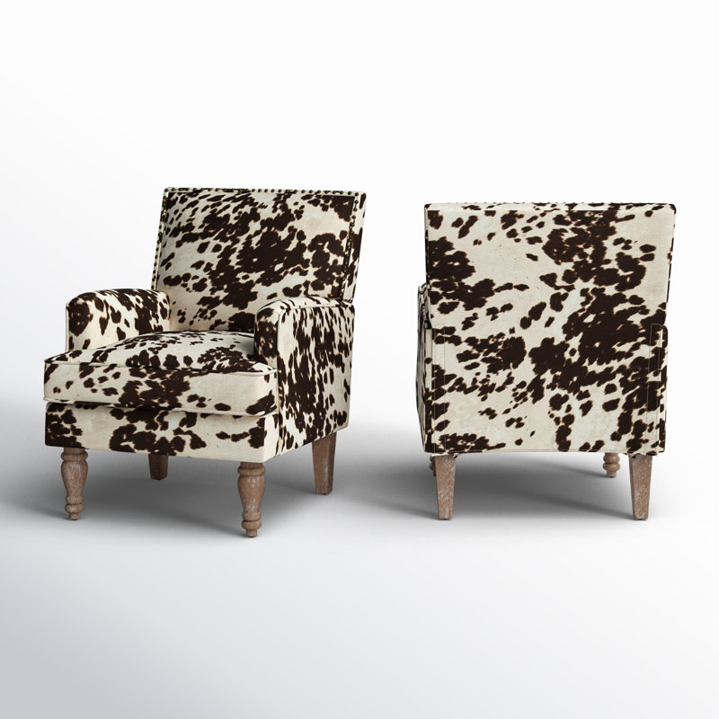 Broughton 26" Wide Polyester Armchair, Cowhide Print Polyester Blend