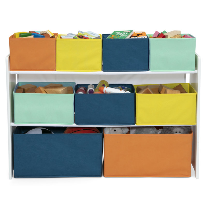 Organisateur de jouets avec bacs Wason, Bleu marine / vert / pastel