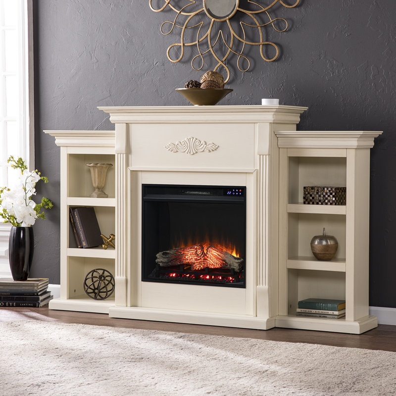 Tonsey Electric Fireplace with Remote, Ivory