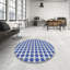 Laine tissée à la machine à motifs géométriques et polyester bleu marine/blanc Tapis décoratif-16021223