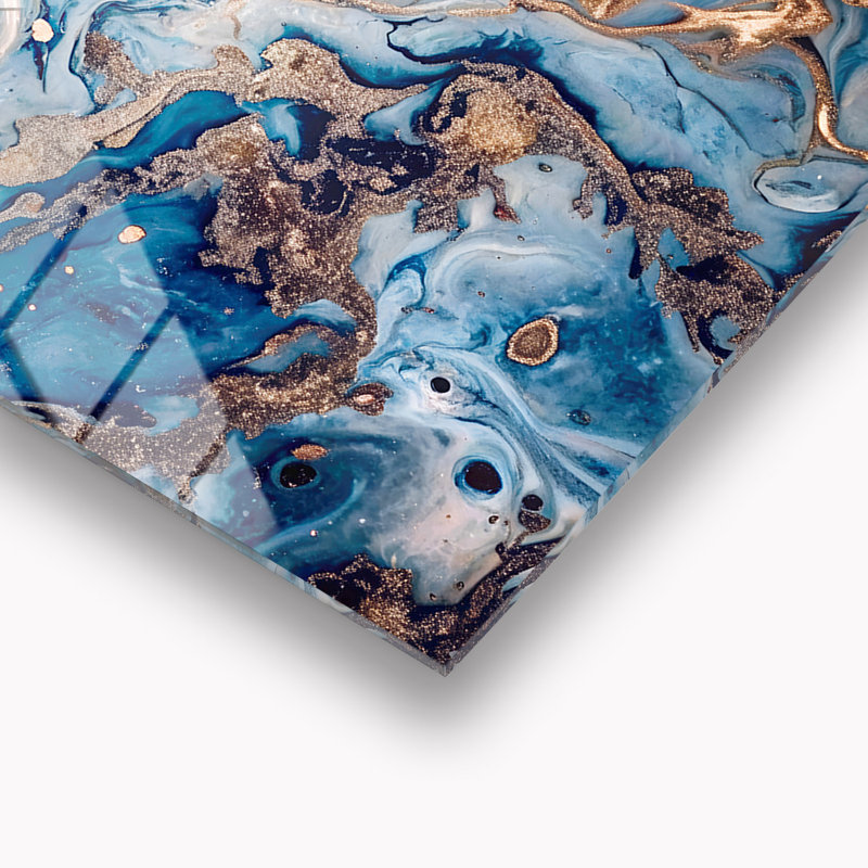 Dosseret en verre trempé Azure Goldflow - décoration murale de cuisine, H 12 po x l 17 po x P 0,5 po