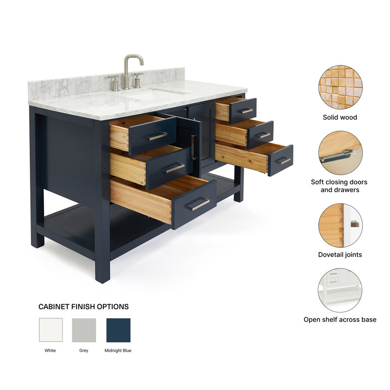 Magnolia Bath Vanity Rectangular Basin S061SCW2R, Rectangular, Midnight Blue, 55"