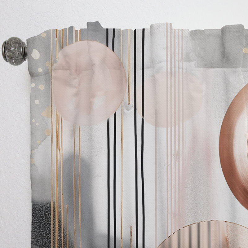 Rayures et lignes roses Modern Art II - Rideau moderne - Velours obscurcissant - 1 panneau, L 52 po x L 63 po