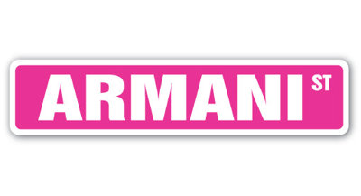 Plaque de rue Armani en plastique robuste 4 po x 18 po
