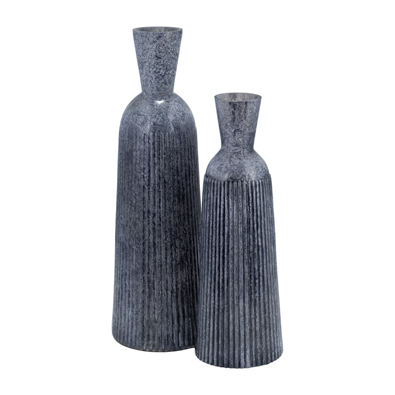 Grooved Glass Vase, 16" H x 5" W x 5" D