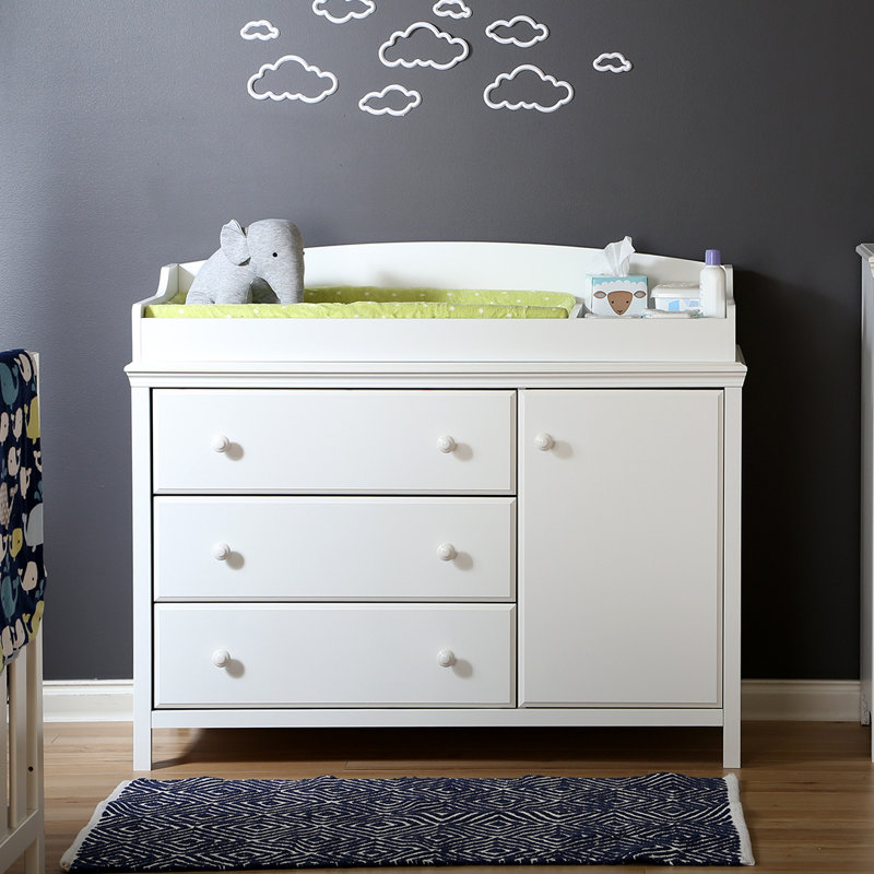 Cotton Candy Changing Table Dresser, White