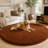 9x9 ft Coffee Round Rug for Bedroom Room Fluffy Circle Rug Furry Carpet Shaggy Circular Fuzzy Washable Non-Slip Large Area Rug Soft Indoor for Living Room Cute Aesthetic Home Decor-1164655165-1164655111