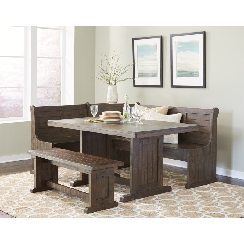 Villepinte 4 - Piece Solid Wood Breakfast Nook Dining Set, Tobacco Leaf