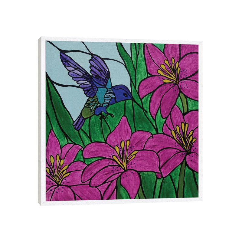 Groovy Little Hummingbird by Rachel Olynuk - Floater Frame Gallery-Wrapped Canvas Giclée on Canvas, 66.04 cm H x 66.04 cm W