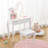 Kids' Vanity Table with Lighted Mirror & Stool, Wooden Makeup Playset for Girls Ages 4-9-1296484013
