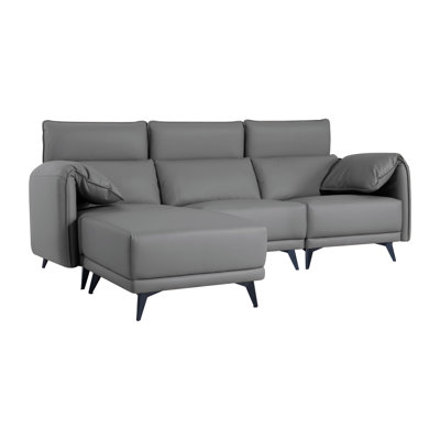 Shealene High Back Sectional Couch with Ottoman, 4 Seater L-Shaped Sofa with Headrests