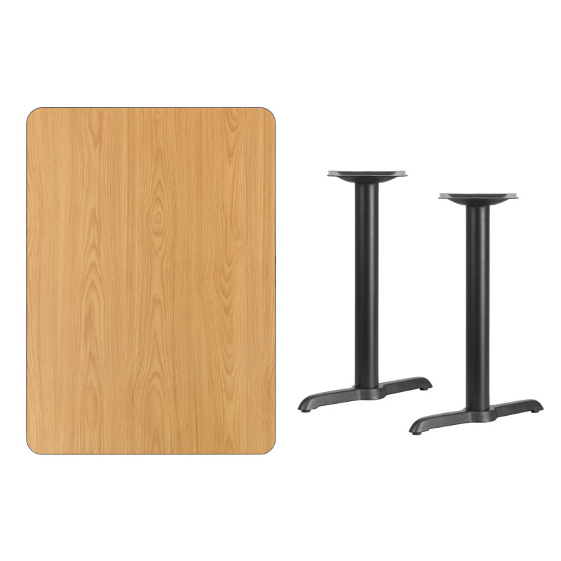 Jarreth 30'' x 42'' Rectangular Laminate Table Top with 5'' x 22'' Table Height Bases, Natural, 31.12" H x 42" W x 30" D